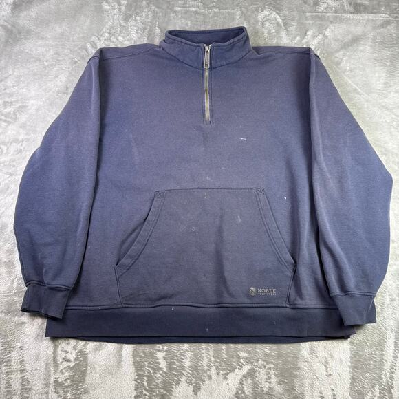 Noble Outfitters oversized distressed 1/4 zip navy sweatshirt mens XXL - Picture 1 of 6